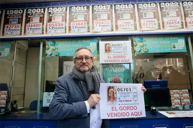 El Gordo de El Ni�o 2026, n�mero 06703, vendido en Loter�a Del Rosario de Zaragoza