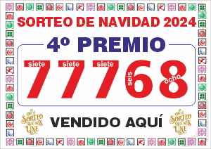 Premio repartido por Loter�a Del Rosario &mdash; 4� de Navidad 2024 � 77768