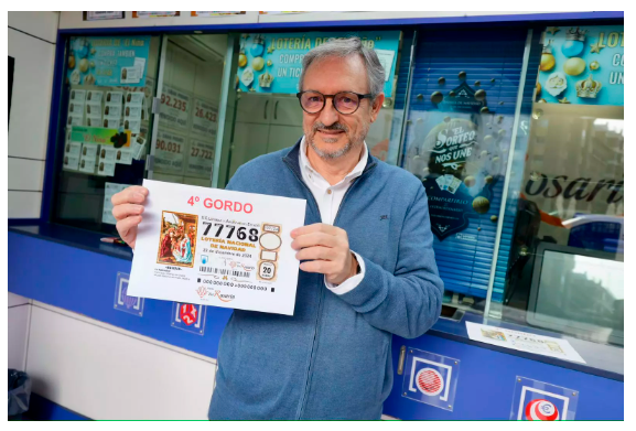 Cuarto premio de la Loter�a de Navidad 2024, n�mero 77768, vendido por Loter�a Del Rosario