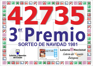 Premio repartido por Loter�a Del Rosario &mdash; Navidad 1981