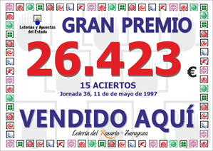 Premio repartido por Loter�a Del Rosario &mdash; La Quiniela 1997