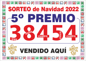 Premio repartido por Loter�a Del Rosario &mdash; Navidad 2022 � 38454